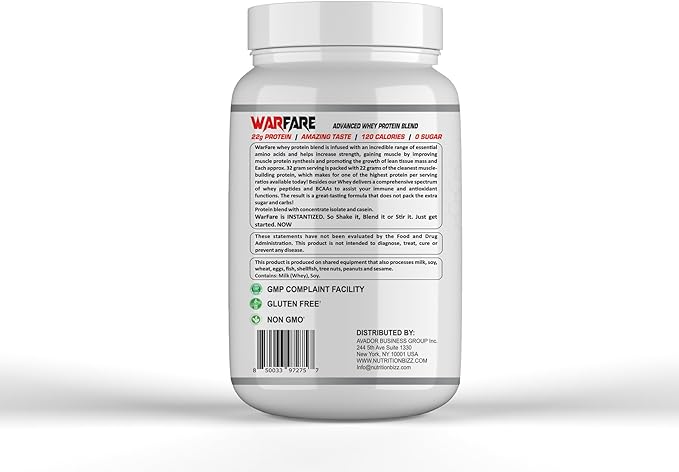 Warfare 2 lbs Advanced Whey Protein Blend 22g Protein per Serving Amazing Flavors (2 lbs Cookies and Cream)