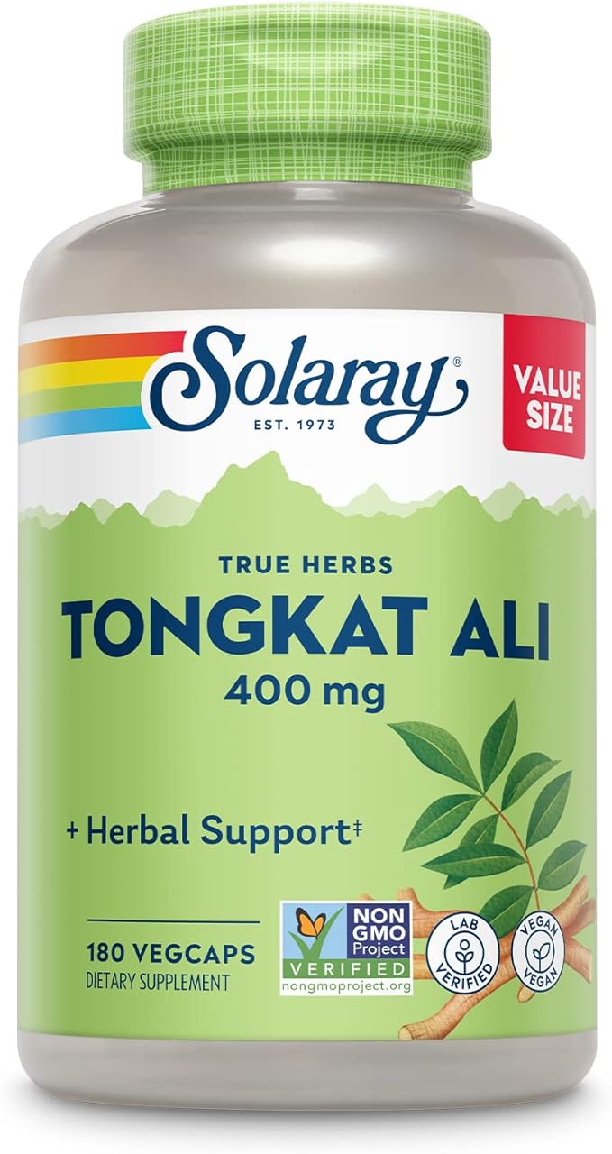 SOLARAY Tongkat Ali 400 mg - Longjack Tongkat Ali for Men - Herbal Support for Men's Health and Vitality - Vegan Non-GMO Lab Verified - 180 Servings 180 VegCaps