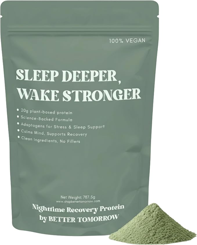 Better Tomorrow Nighttime Recovery Protein – 20g Plant-Based Pea Protein + Adaptogens | Sleep Support Muscle Recovery Stress Relief | Vegan Dairy-Free No Artificial Sweeteners