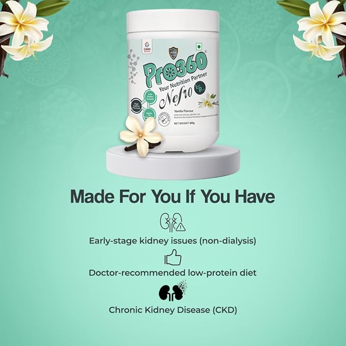 Powder Van.illa Flavour – 400g Low Protein Nutrition Supplement for Kidney Health (Non-Dialysis) – Vanilla Protein Powder Enriched with L-Taurine L-Carnitine &amp Essential Nutrients