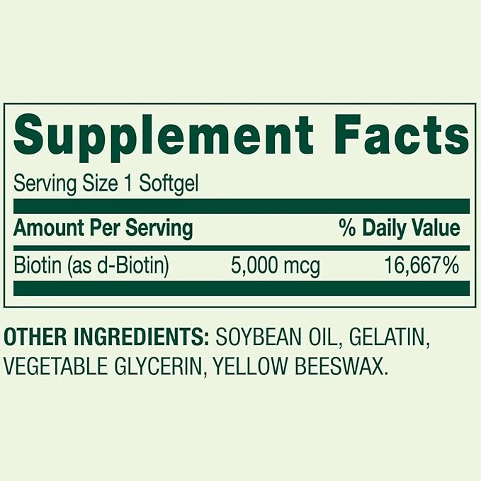 Spring Valley Biotin 5000 mcg Softgels Hair Skin &amp Nail Health Support Supplement 240 Count