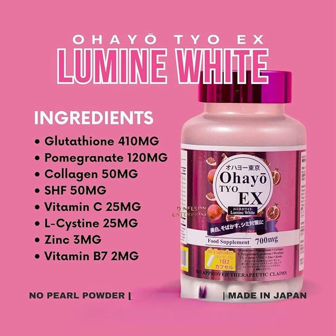 OhayoTYO EX Lumine White Glutathione 700mg 60 Capsules