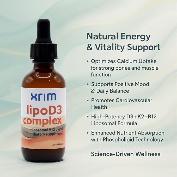 xrim LipoD3 Complex – Liposomal Vitamin D3 5000 IU + K2 Selenium &amp CoQ10 | High Absorption Liquid Supplement – 30 Servings (2oz)