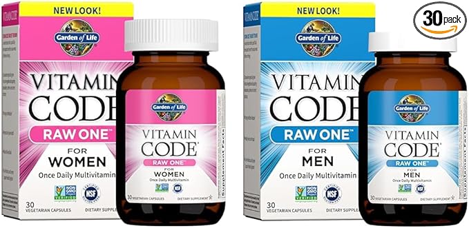 Garden of Life Multivitamin for Women Vitamin Code Raw One &amp Vitamin Code Raw One for Men Once Daily Multivitamin for Men One a Day Mens Vitamins Plus Fruit Veggies &amp Probiotics
