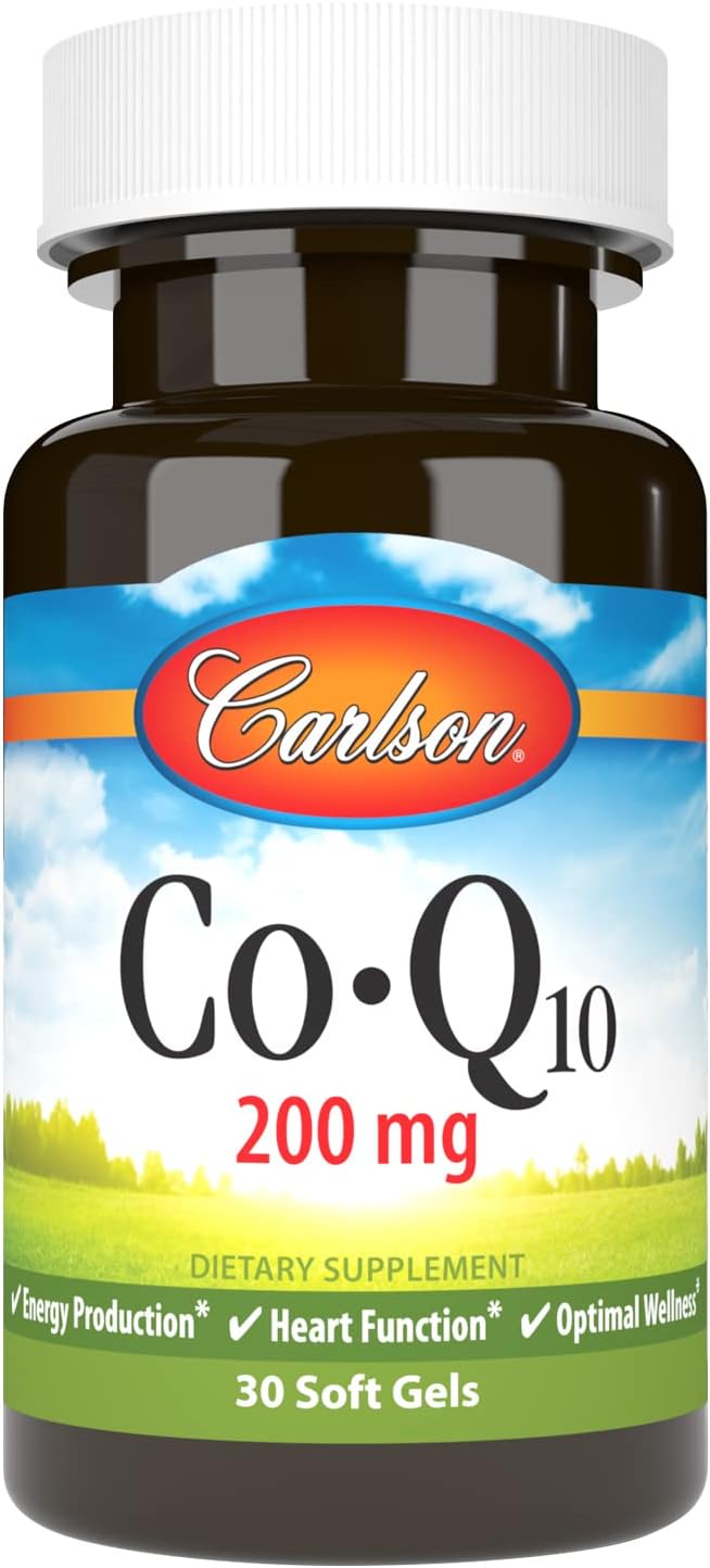 Carlson - Co-Q10 Co-Enzyme Q10 200 mg Energy Production &amp Heart Function 30 Softgels