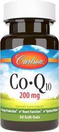 Carlson - Co-Q10 Co-Enzyme Q10 200 mg Energy Production &amp Heart Function 30 Softgels