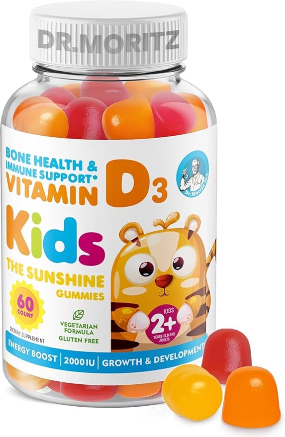 DR. MORITZ Vitamin D3 Gummies for Kids &amp Adults 2000 IU - High-Absorption Vitamin D Kids Gummies Supplements - Vegetarian Immune Support D3 for Adults &amp Kids (60 Count)