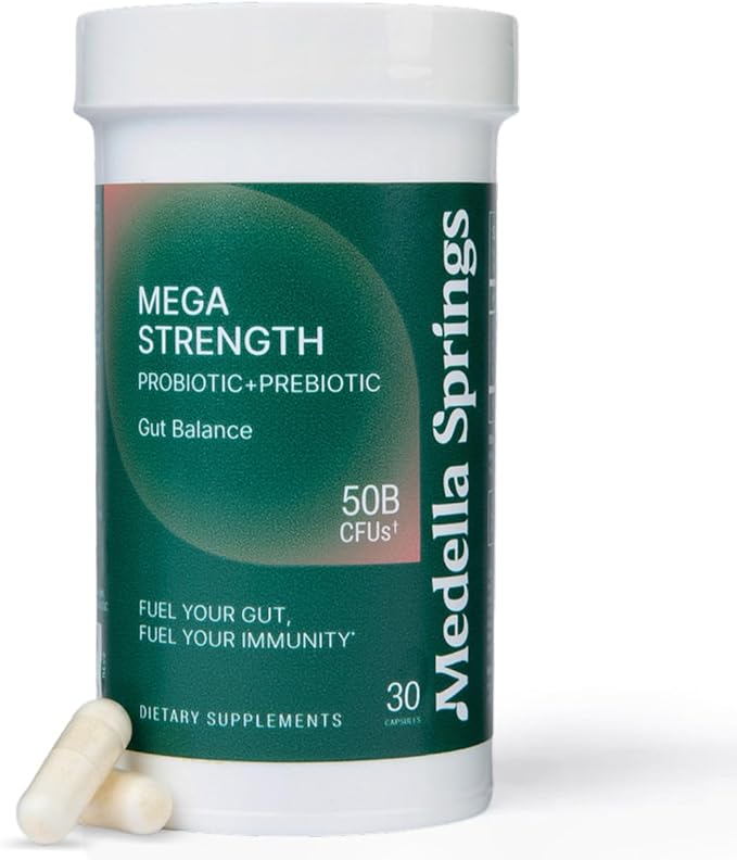 Mega-Strain 50 Billion CFU Probiotics + Prebiotics 30 Caps Probiotics for Women &amp Men - Maintain Good Flora Probiotic &amp Digestive Health - No Refrigeration Required Probiotics Lactobacillus Rh