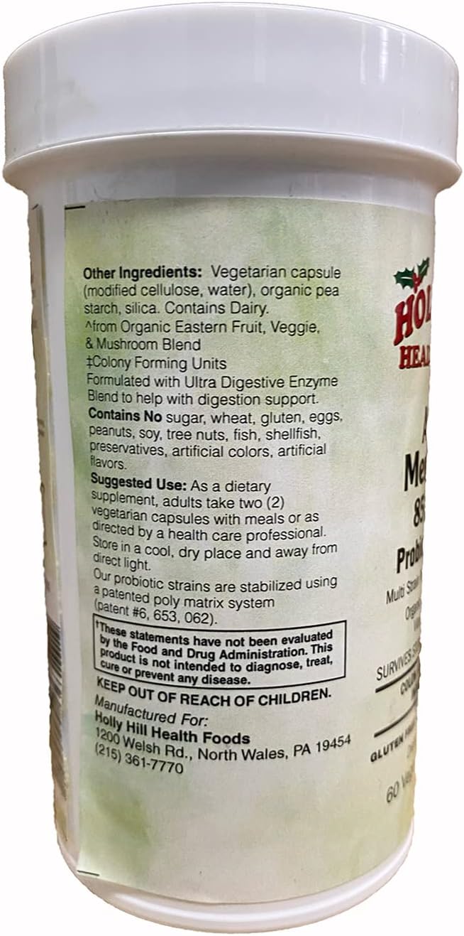 Holly Hill Health Foods Active Men's 50+ 85 Billion Probiotic Formula 60 Vegetarian Capsules