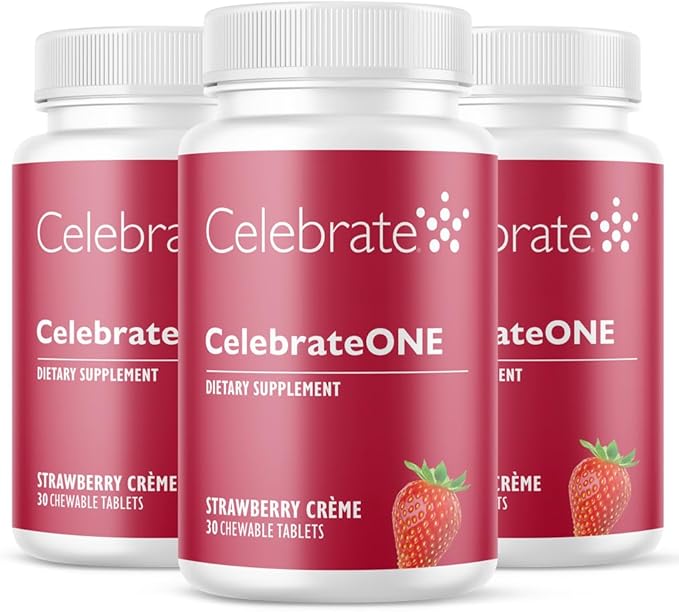 Celebrate Vitamins CelebrateONE Chewables Iron Free - Once Daily Bariatric Multivitamin Essential Vitamins &amp Minerals - Gastric Bypass &amp Sleeve Gastrectomy Supplement - Strawberry Creme (90