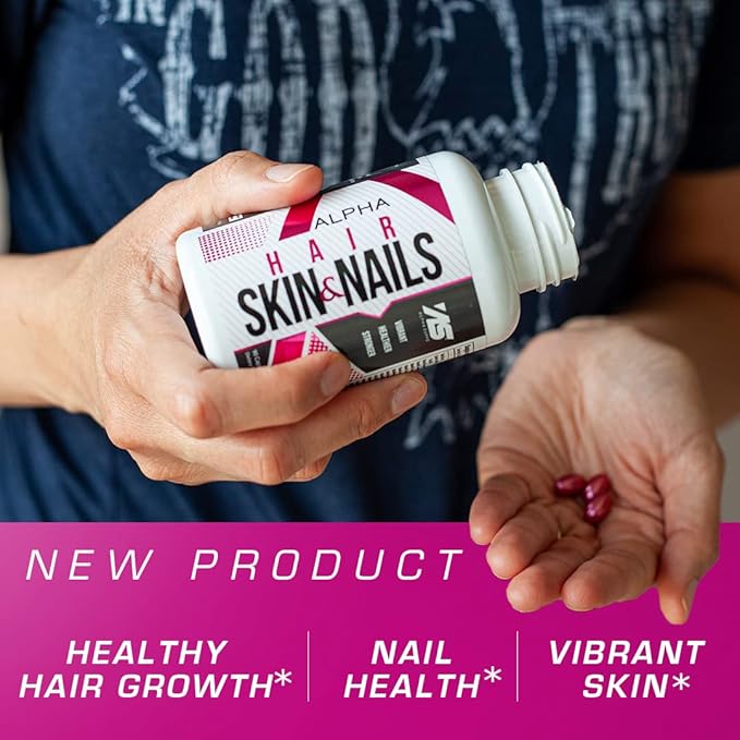 Alpha Supps Hair Skin and Nails Supplement for Women - Vibrant HSN Health and Strength with Biotin Collagen and Vitamins to Support Hair Growth Thickness and Skin Radiance - 90 Capsules