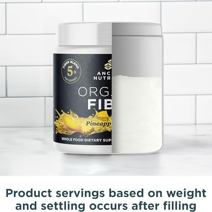 Ancient Nutrition Organic Fiber Powder Pineapple Mango Soluble Fiber from Acacia &amp Konjac Root Supports Digestive Health Reduces Bloating 6.4 oz