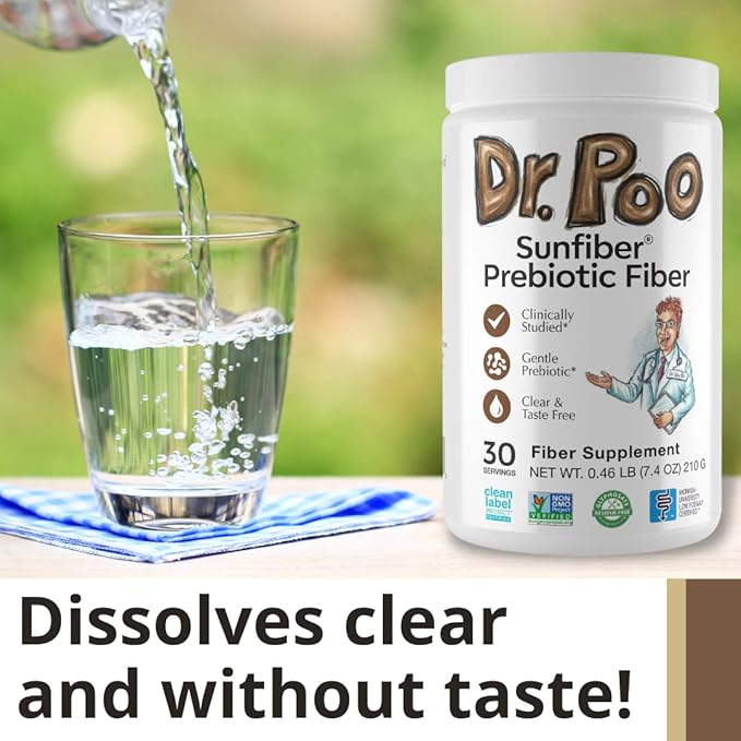 Dr. Poo All-Natural Prebiotic Fiber Supplement | Fiber for the Whole Family | Gentle and Simple Ingredients to Improve Gut Health | Gluten Free VeganTasteless Non-GMO Low-FODMAP (30 Servings)