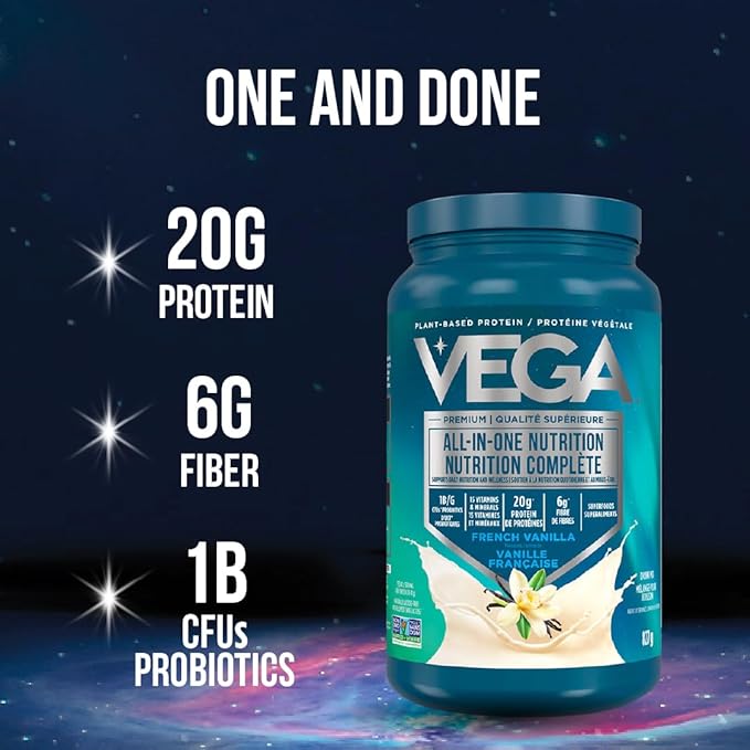 Vega All in One Nutrition Organic - 20g Plant-Based Pea Protein Berry 20 Servings Vitamins A &amp C Probiotics Greens Vegan Keto Gluten Free 24.3oz (Packaging May Vary)