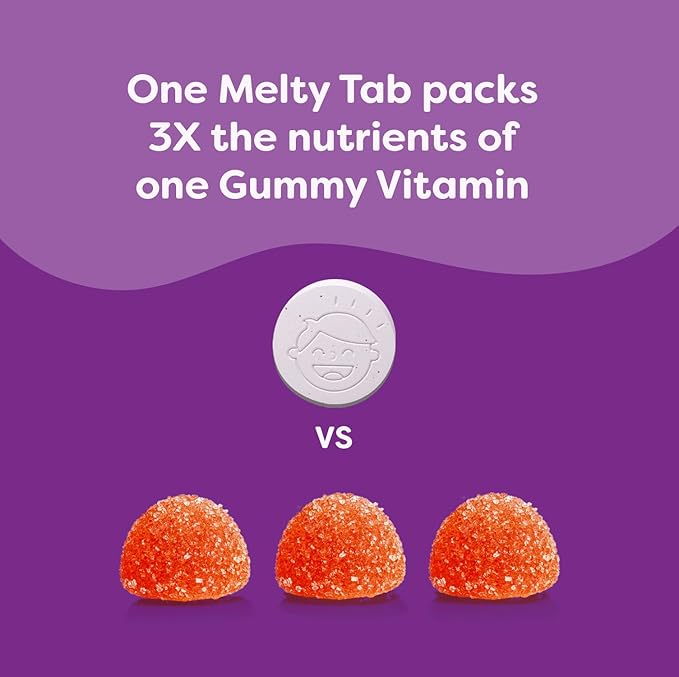 Renzo's Picky Eater Kids Multivitamin with Iron Dissolving Kids Vitamins with Vitamin D3 &amp K2 and More 60 Sugar-Free Melty Tabs Cherry Mo’ Cherry Flavored