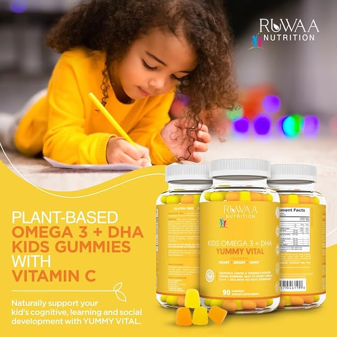 RUWAA NUTRITION Omega 3 Gummies. Gummies DHA. NO Fish Oil Fatty acids Supplement. Supports Heart Brain Eyes &amp Joints. Vegetarian 180ct (2)