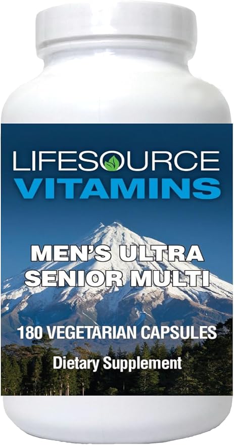 LifeSource Vitamins Men's Senior Multi - Vegetarian - A Complete Multi for Men 50 yrs and Over - 180 Capsules- 60 Day Supply