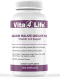 Vita4Life!® Calcium Malate + D3 Fast-Dissolve Capsules 1200 mg Bioavailable Calcium 800 IU Vitamin D₃ Non-GMO Gluten- &amp Dairy-Free (260 Count)