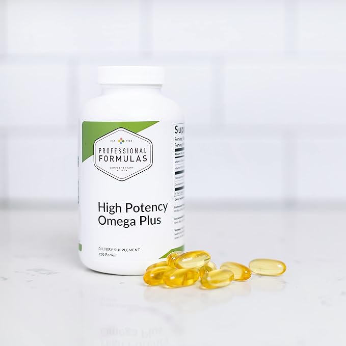 Professional Formulas Omega Plus – High-Potency EPA (720 mg) &amp DHA (480 mg) with Vitamins D3 + K2 – Supports Cardiovascular Immune Bone &amp Inflammatory Health – 120 Perles
