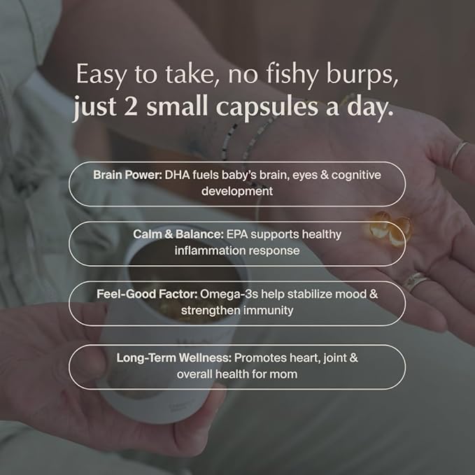 WeNatal Omega DHA+ Fish Oil Supplement with 600mg DHA EPA DPA – Brain Fertility and Pregnancy Support – Third-Party Tested Mercury-Free No Aftertaste – 60 Softgels
