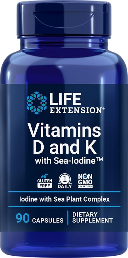 Life Extension Vitamins D and K with Sea-Iodine 90 Capsules