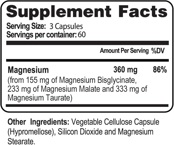 Magnesium Syn3rgy (Mag BisGlycinate Mag Malate Mag Taurate) - 180 Capsules