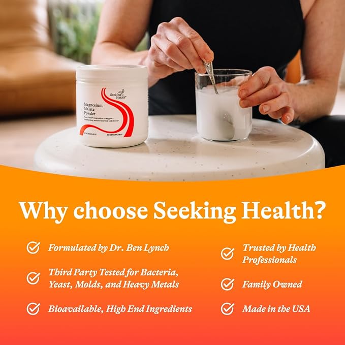 Seeking Health Magnesium Malate Powder - Mineral Supplement Supports Bone Health &amp Muscle Health - Formula with Dimagnesium Malate to Support Absorption - 500 mg 100 Servings