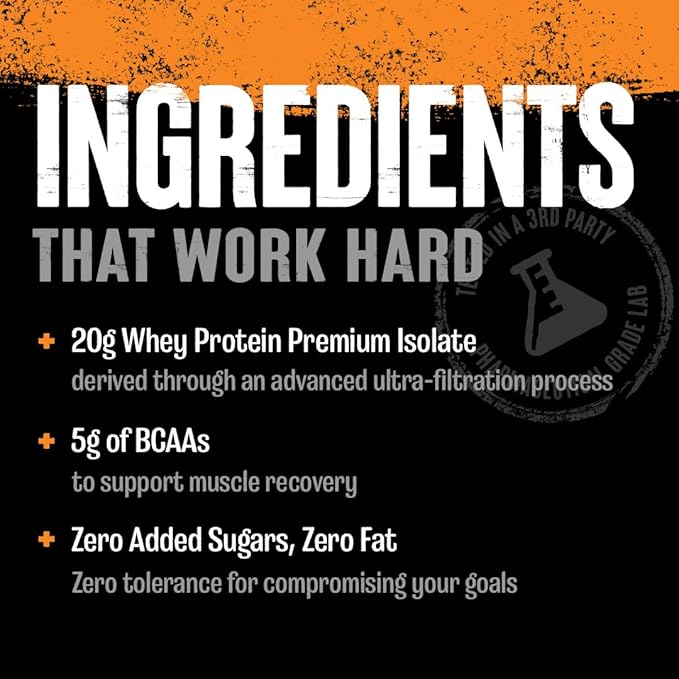 Clear Whey Isolate Protein Powder - Easy to Digest and Mix 5g BCAA Deliciously Juicy Refreshing Anytime Drink for Men and Women Pineapple Orange 500g (20 Servings)