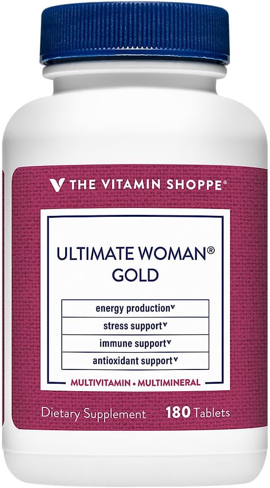 The Vitamin Shoppe Ultimate Woman's Gold Multivitamin - with Iron B Vitamins &amp Vitamin D3 | Supports Energy Production Bone &amp Immune Health | (180 Tablets)