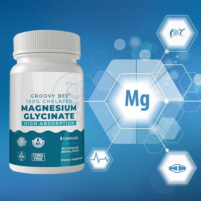 Groovy Bee® Magnesium Glycinate High Absorption 500mg 90 Caps
