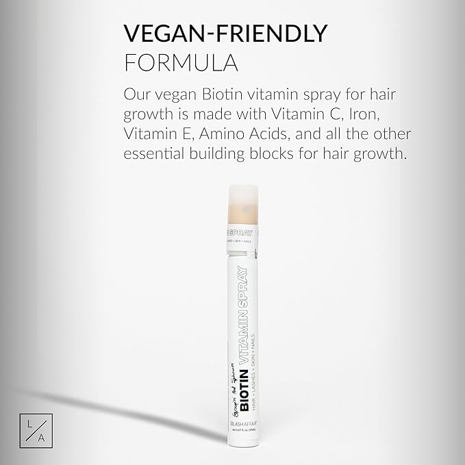 Lash Affair Biotin Supplement Vitamins for Hair Skin and Nails Growth Vegan Biotin Mouth Spray with Vitamin C E Iron and Amino Acids Gluten Free Cruelty-Free Made in the USA