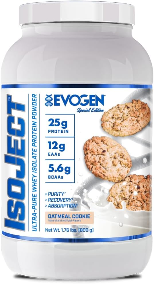 Evogen Isoject - Whey Protein Isolate | Ultra-Pure Whey Protein Powder with Ignitor Enzymes BCAAs and EAAs | Enhanced Absorption &amp Recovery | Oatmeal Cookie | 25 Servings