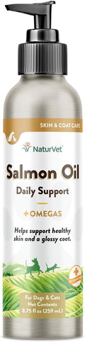 NaturVet – Salmon Oil Skin &amp Coat Plus Omegas – Supports Healthy Skin &amp Glossy Coat – Source of Omega-3 &amp 6 Fatty Acids – for Dogs &amp Cats (8.75 oz Oil)