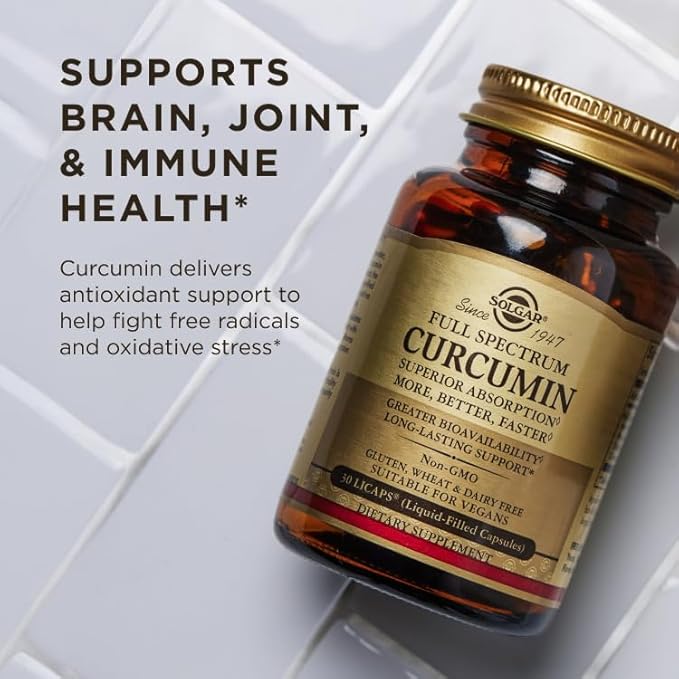Solgar Full Spectrum Curcumin - 105 LiCaps - Superior Absorption - Brain Joint &amp Immune Health - Vegan Gluten-Free Non-GMO Dairy Free - 105 Servings