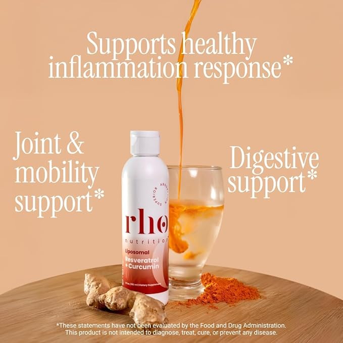 Rho Nutrition - Cellular Health Essentials Bundle – Liquid Liposomal Supplements for Healthy Aging &amp Cellular Support - NAD+ Curcumin + Resveratrol &amp Glutathione (3 Pack)