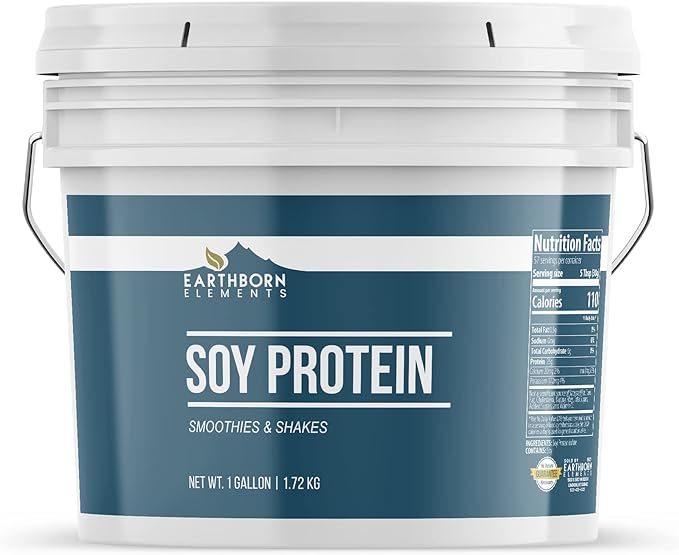 Earthborn Elements Soy Protein Hemp Seed Protein and Whey Protein Isolate Bundle 1 Gallon Bucket Each Protein Powders Workout Supplements
