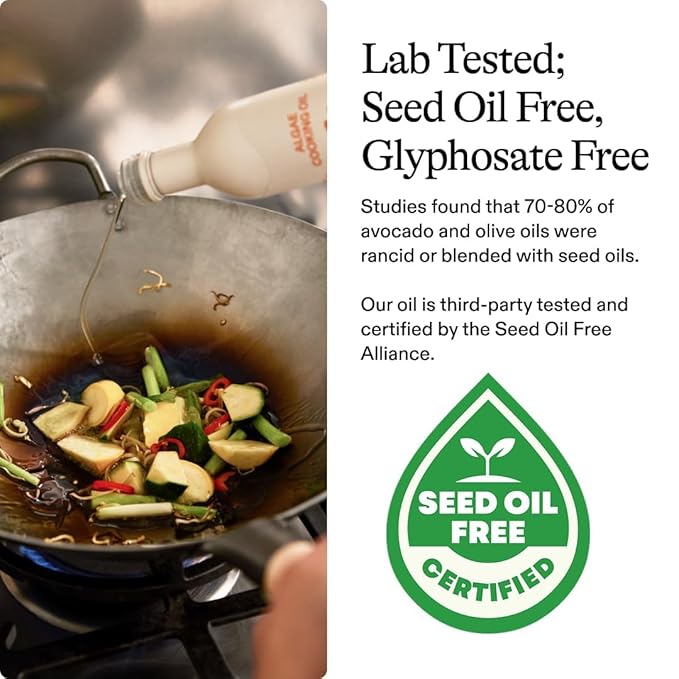 Algae Cooking Club Chef-Grade 100% Algae Cooking Oil - Avocado Oil Alternative - 535°F High Smoke Point - Omega-9 Rich Neutral Buttery Flavor - Seed Oil-Free - For Searing Baking Frying (2 16 fl o