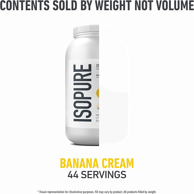 Isopure Zero Carb 100% Pure Whey Isolate Protein Powder Gluten Free With Vitamins Banana Cream 25g Protein Per Serving 3 Lbs 44 Servings (Packaging May Vary)