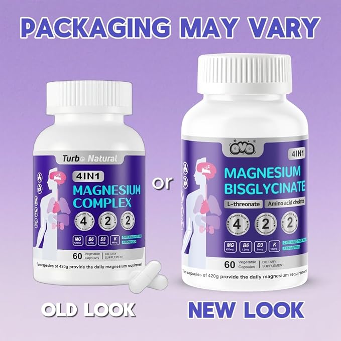 420 Mg Magnesium Bisglycinate L-Threonate Amino Acid Chelated Supplement with Vitamin and Potassium High Absorption Formula for Muscle Relaxation Bone &amp Joint Support Magnesium Complex Capsules(18