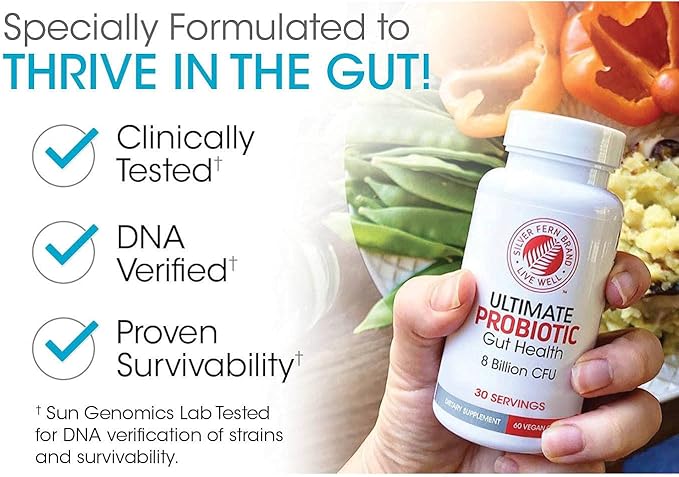 Silver Fern Gut Rehab Kit - 30 Day Supply - Cleanse Daily (1 Bottle = 120 Capsules) &amp Ultimate Probiotic (1 Bottle = 60 Capsules) - Immunoglobulins &amp Spore Forming Probiotics