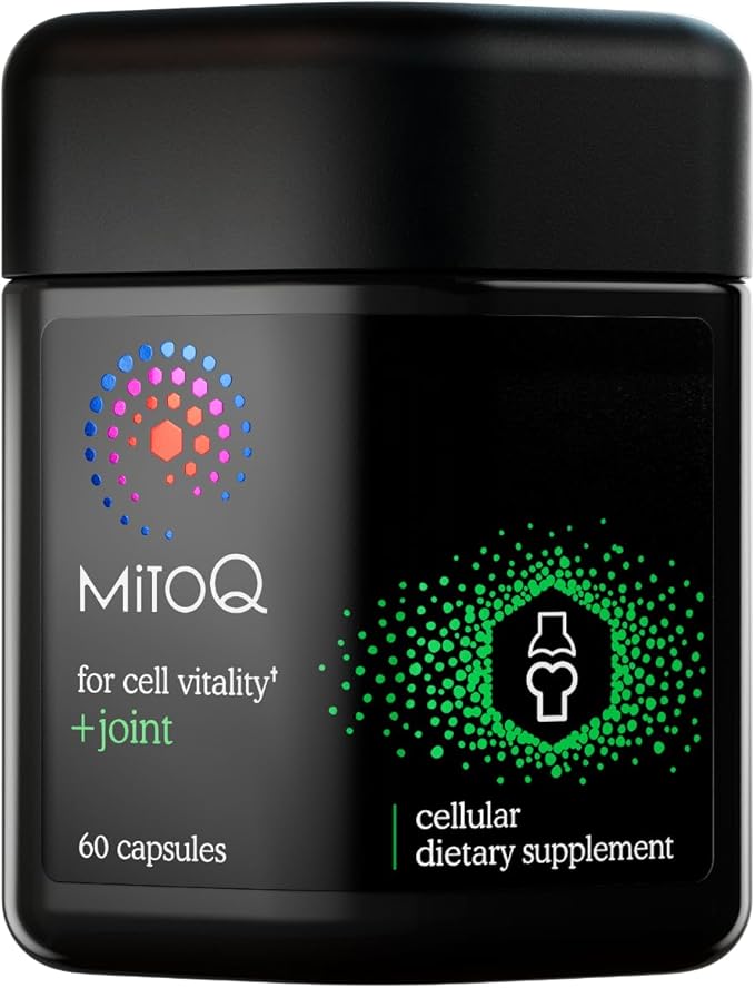 MitoQ +Joint Advanced CoQ10 Antioxidant Supplement - Contains Mitoquinol Mesylate &amp Green Lipped Mussel Omega Oil Extract - Supports Healthy Joint Mobility and Cell Vitality (60 Softgel Capsules)