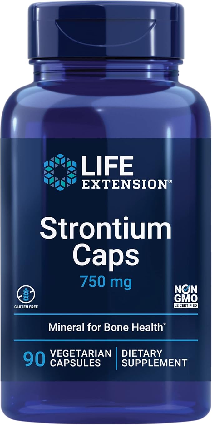Life Extension Bone Restore + Vitamin K2 Vitamins &amp Minerals Maintain Bone Health &amp Strength &amp Strontium Caps 750 mg - Bone Health Supplement