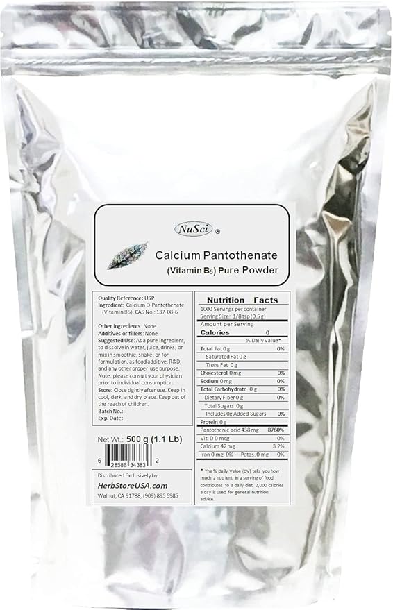 Calcium D-Pantothenate Vitamin B5 1000 Grams (2.2 lb 35.2 oz) Pure Powder