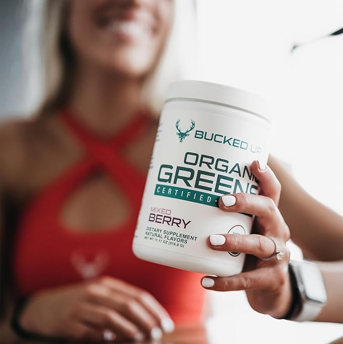 Greens Superfood Powder Mixed Berry | 8 Most Essential Mixed Greens | Certified 100% Organic | Chlorella Spinach Kale Spirulina Alfalfa Broccoli Wheat Grass &amp Barley Grass | 30 SERV | 11.17
