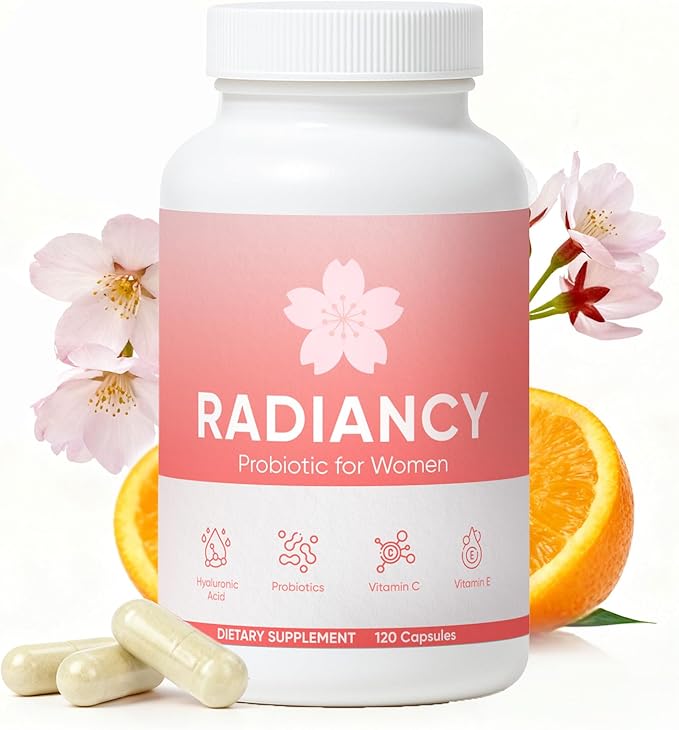 Radiancy Probiotic for Women Vaginal Health - Vaginal Dryness &amp Ph Balance with Lactobacillus Strains Cherry Blossom Extract Hyaluronic Acid Vitamin C | 120 Count