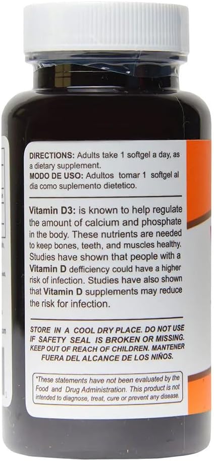 Sunshine Naturals Vitamin D3 Dietary Supplement. High Strength for Immune System Support Bone Health Mood Boost and Muscle Function. 250mcg. 100 Gels. Pack of 2