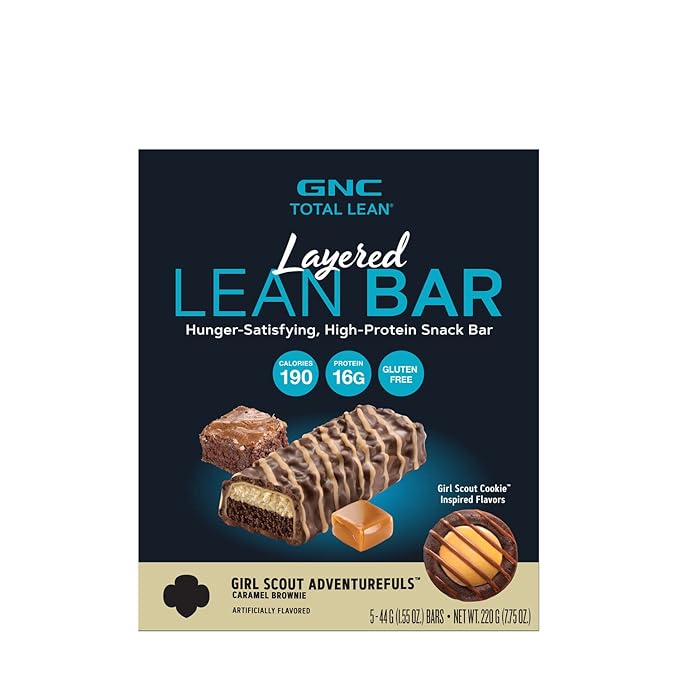 GNC Total Lean Layered Lean Bar | Hunger Satisfying High Protein Snack Bar | Girl Scouts Adventurefuls | 5 Bars 11.0 pounds