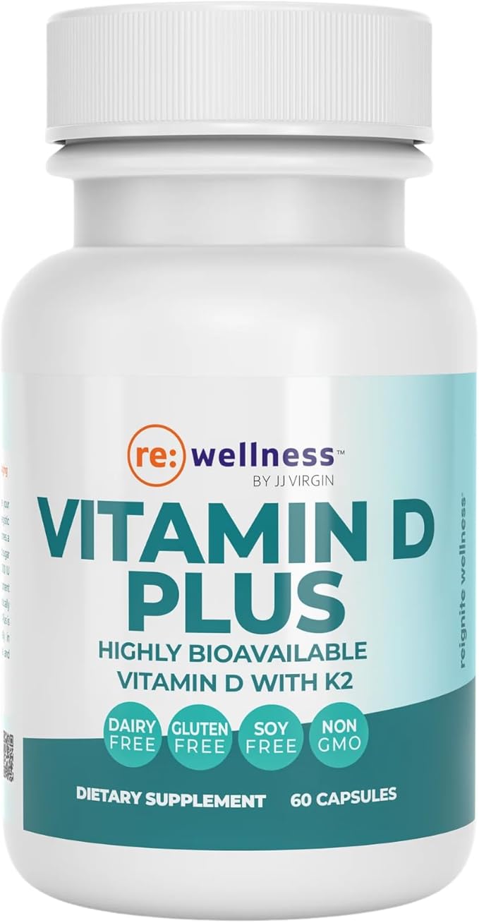 Reignite Wellness by JJ Virgin | Vitamin D Plus | Relevant Serving of 5000 IU Highly Absorbable Vitamin D + Vitamin K1 &amp K2 | GG Supplement for Immune Health | Bone and Heart Supplement | 60 Soft