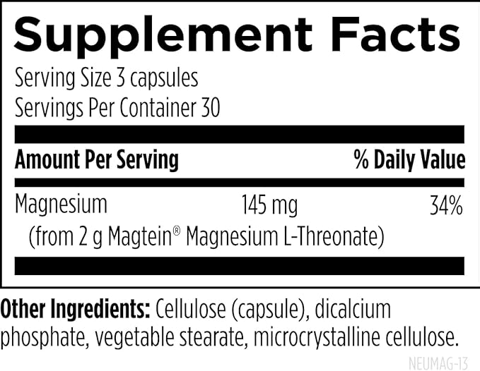 Designs for Health NeuroMag Bioavailable Magnesium L-Threonate - Chelated Magnesium Supplement from Magtein for Brain Health &amp Cognitive Function Support Focus &amp Sleep* (90 Vegan Capsules)