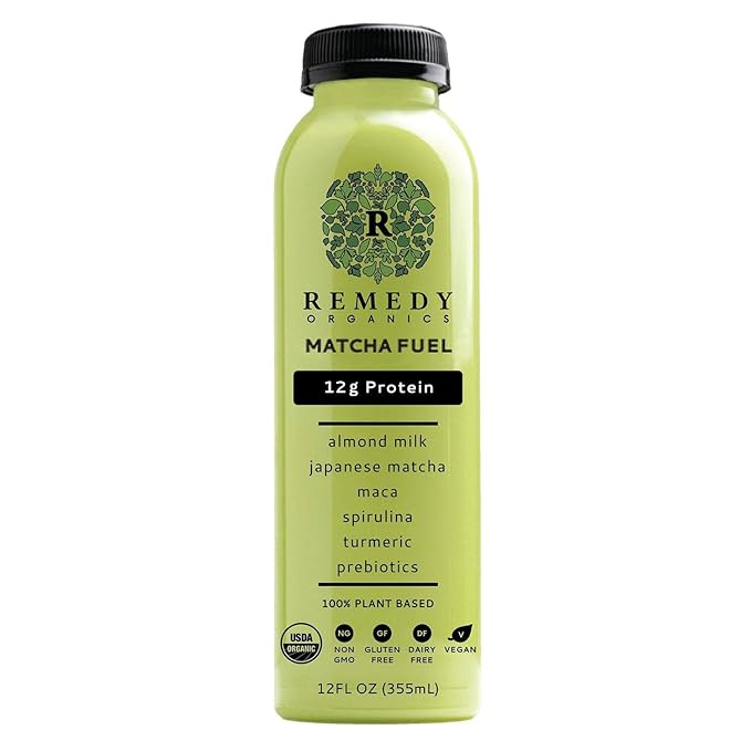Remedy Organics Matcha Fuel 12-Pack | Plant Based 20g Protein Shakes Ready to Drink | USDA Organic Gluten Free Dairy Free Soy Free